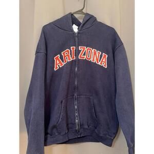 Arizona Zip Hoodie XL Navy Red White Letters Cotton Blend
